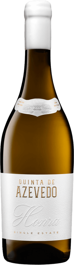 Het label toont de naam 'Quinta de Azevedo' en 'Honra' in elegante letters. Er is een kleine tekening van een landschap of wijnhuis bovenaan het label.