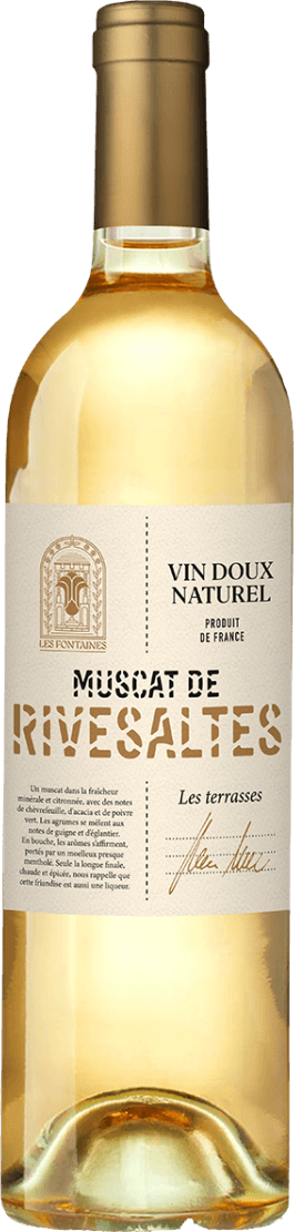 Het label toont een traditioneel en minimalistisch ontwerp met een beige achtergrond. Bovenaan staat een gestileerd embleem of zegel (mogelijk een gebouw of poort) in goudkleur, gevolgd door tekst in zwarte en grote goudkleurige letters. Verder zie je een handtekening en wat toelichtende tekst in kleine letters. Het geheel oogt klassiek en rustig.