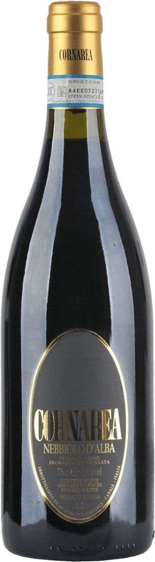 Het label is zwart met een gouden rand en bevat grote gouden letters. Het heeft een minimalistische uitstraling zonder afbeeldingen, alleen tekst.