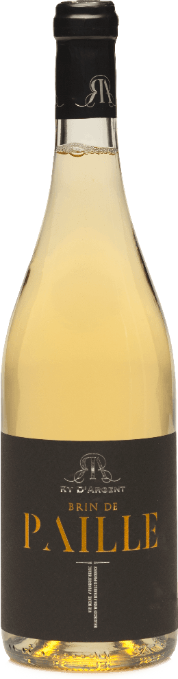 Het label is donker van kleur met grote gouden letters die de naam 'Brin de Paille' vermelden. Bovenaan het label staat een klein embleem of logo, mogelijk van het wijnhuis, in een subtiele kleur.