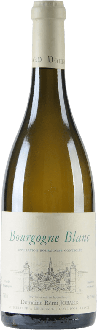 Het label toont de tekst 'Bourgogne Blanc' met daaronder een tekening van een kasteel of wijnhuis. Onderaan staat de naam 'Domaine Rémi Jobard'.
