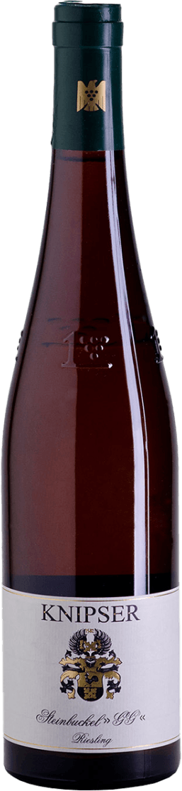 Het label toont een familiewapen met gedetailleerde elementen in het midden. Bovenaan staat de naam 'KNIPSER' in grote, duidelijke letters. De onderkant bevat cursieve tekst die de naam van de wijn aangeeft.