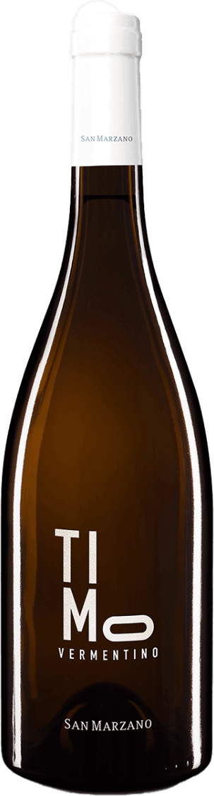 Het label is minimalistisch met de naam 'TIMO' in grote witte letters en daaronder 'VERMENTINO'.