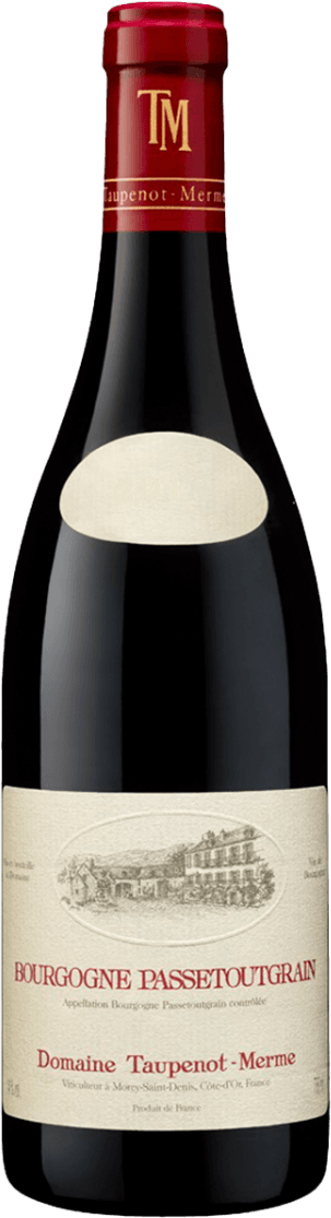 Het label toont een klassieke, gedetailleerde tekening van een gebouw of wijnhuis met omliggend landschap. De naam van de wijn en het domein staan in traditionele typografie centraal op het label. Het geheel heeft een ingetogen, elegante uitstraling zonder felle kleuren of moderne grafische elementen.