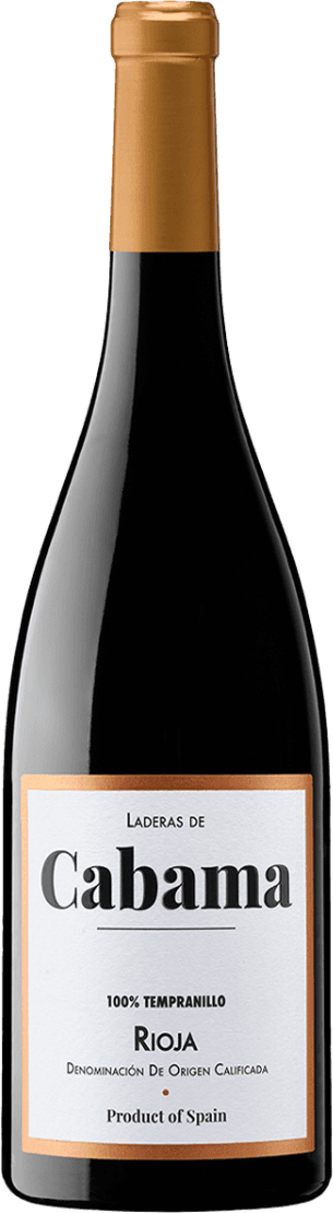 Het label heeft een minimalistisch ontwerp met grote zwarte tekst op een witte achtergrond. Er is een dunne, gouden rand rondom het label.