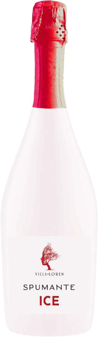 Het label toont de naam 'Villa Loren' met daaronder 'SPUMANTE ICE'. Er is een afbeelding van een rode boom of struik boven de tekst.