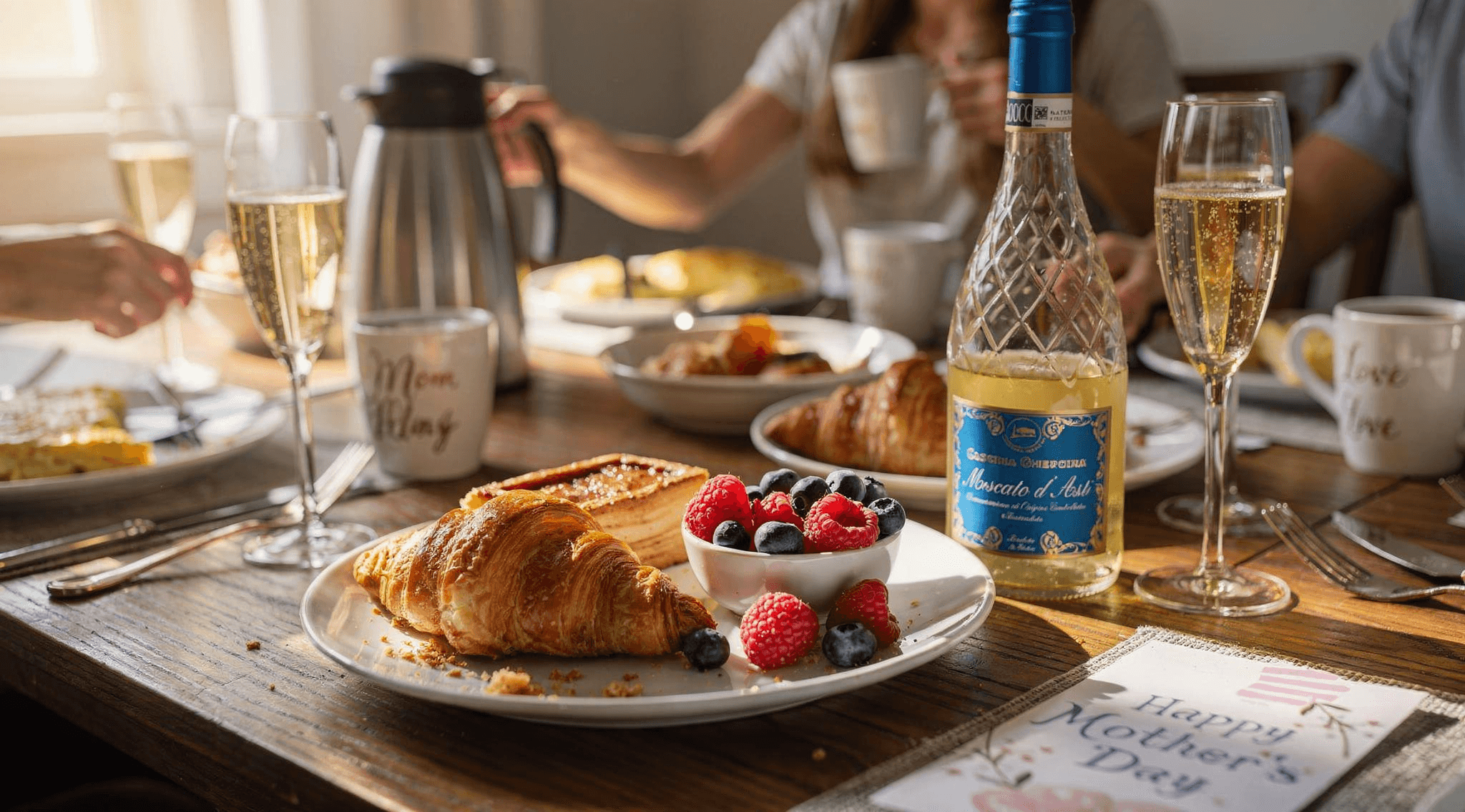 Wijn bij moederdag ontbijt