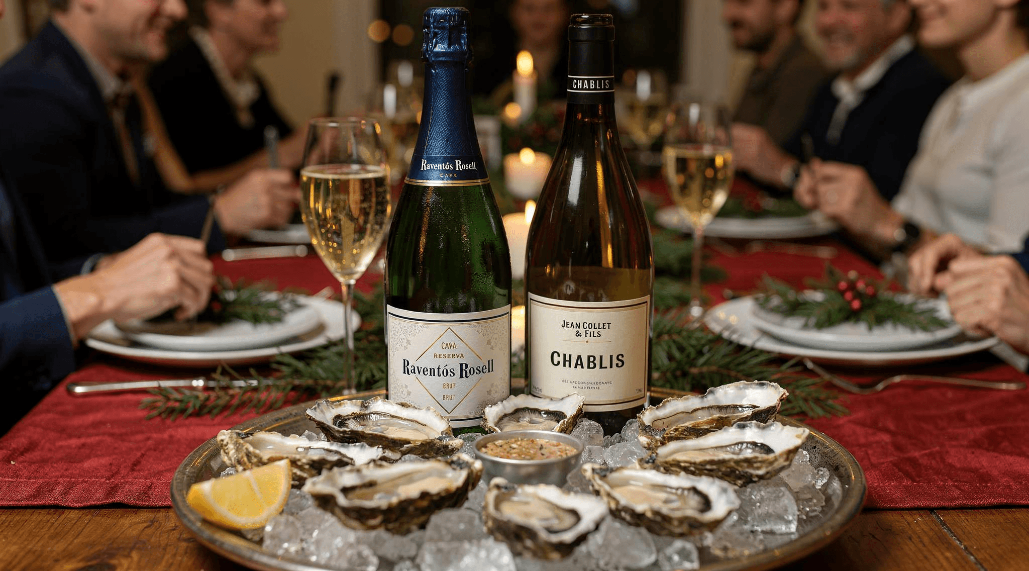 Wijn bij oesters met kerst