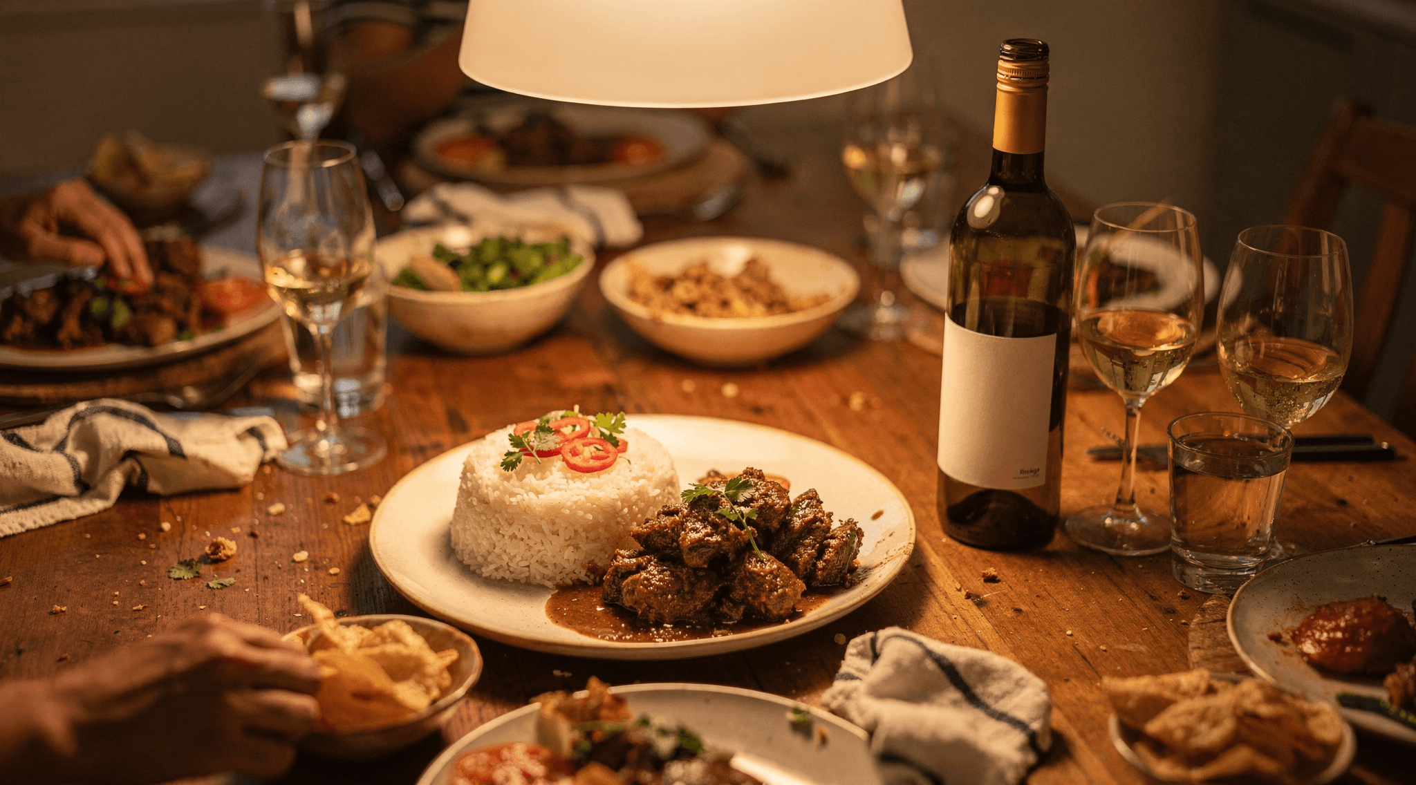Wijn bij rendang