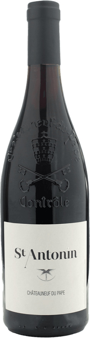 Châteauneuf-du-Pape AC Het label is minimalistisch met de naam "St Antonin" in eenvoudige typografie. Er is een klein symbool onder de naam.