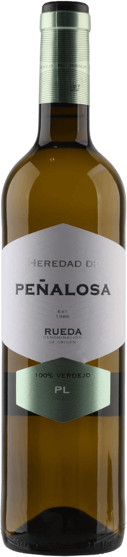 Het label is strak en minimalistisch vormgegeven met een zeshoekige witte achtergrond waarop de naam 'Peñalosa' in grote, duidelijke letters staat. Boven en onder het hoofdlabel zijn kleinere zeshoekige labels in een zachte mintgroene kleur toegevoegd. Het geheel oogt modern, zonder illustraties of afbeeldingen, enkel tekst.