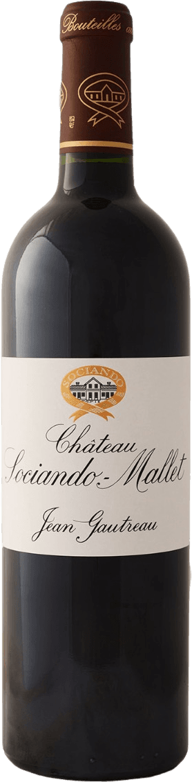 Haut-Médoc AC 2019 Het label toont een traditioneel ontwerp met sierlijke letters. Bovenaan is er een embleem of logo van het wijnhuis, dat lijkt op een kasteel of gebouw. De achtergrond is eenvoudig en wit, waardoor de tekst en het embleem opvallen.