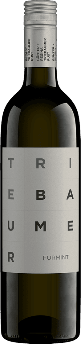 Weingut Triebaumer - Ruster DAC Furmint Het label heeft een minimalistisch ontwerp met grote letters die de naam 'TRIEBAUMER' vormen. De achtergrond is eenvoudig en licht van kleur, terwijl de letters donker zijn voor contrast.